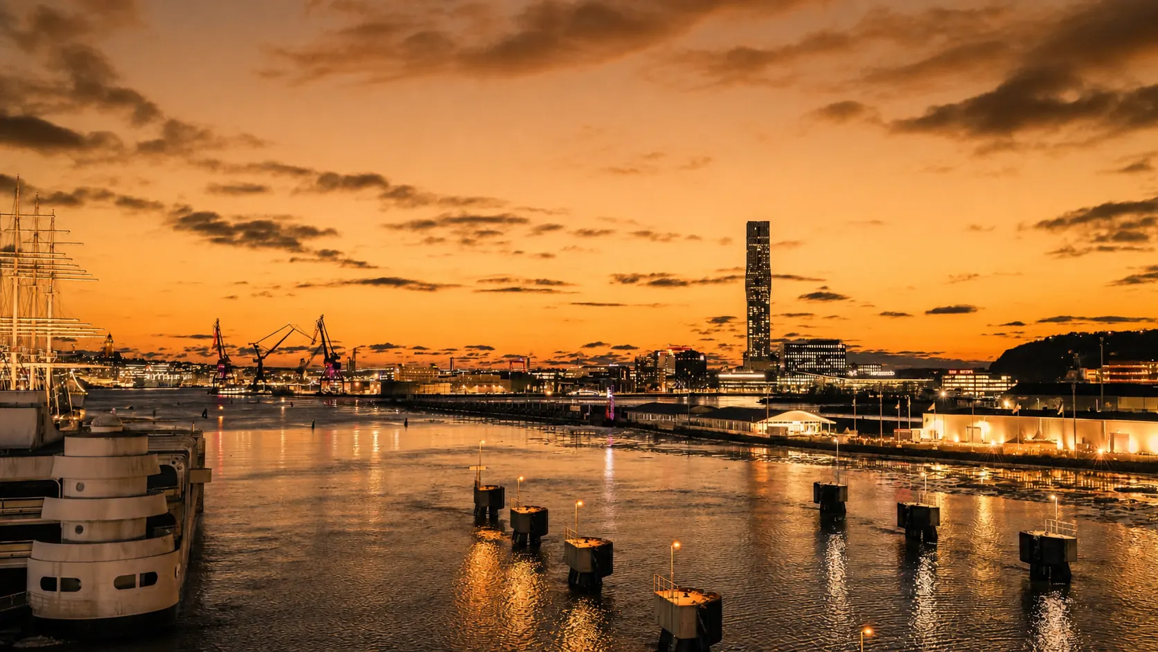 Gothenburg skyline at dusk